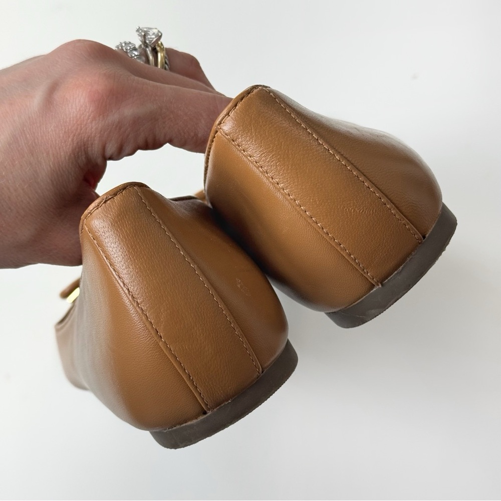 NEW Vionic Klara Camel Flats Square Toe Ballerina Flats Leather Minimal Modern - Picture 4 of 12